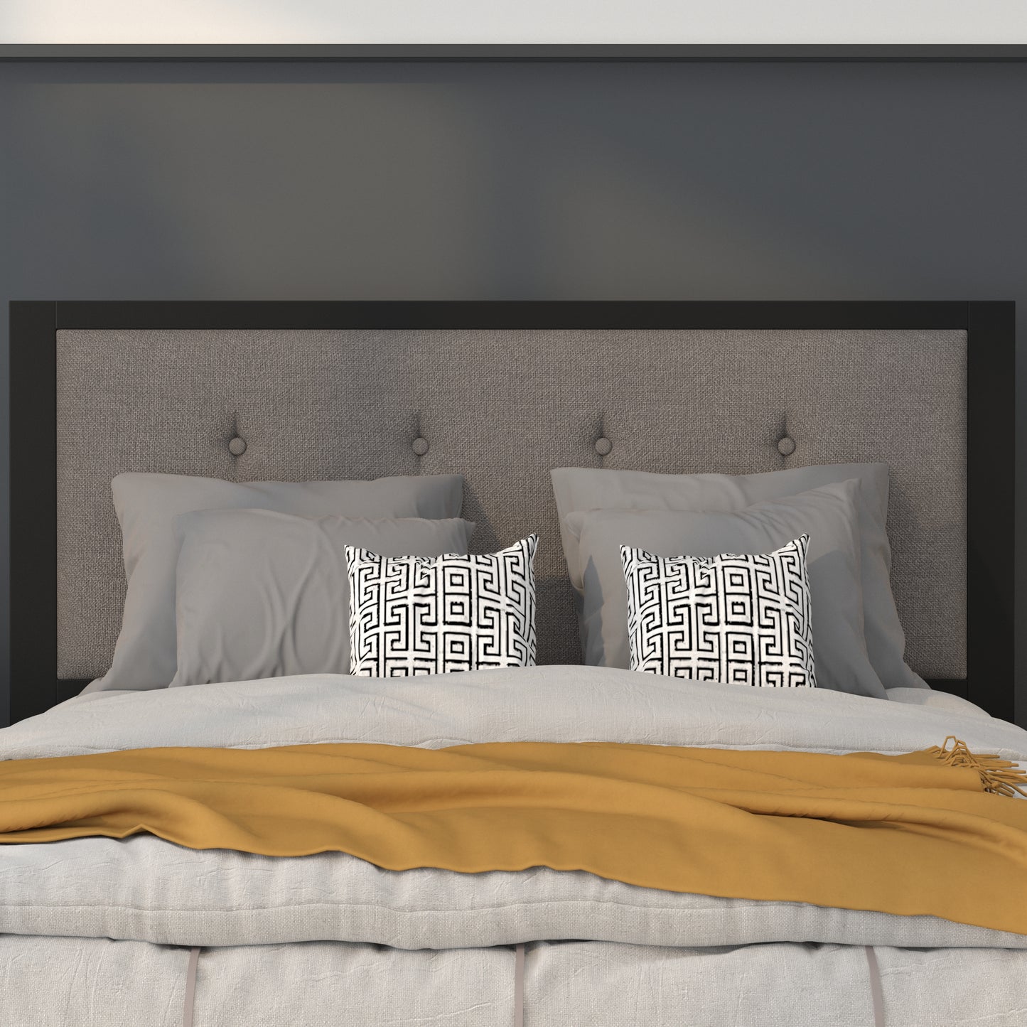 Full, Queen, King, and Twin Headboard HG-HB1725 in Black, Dark Gray, and Light Gray