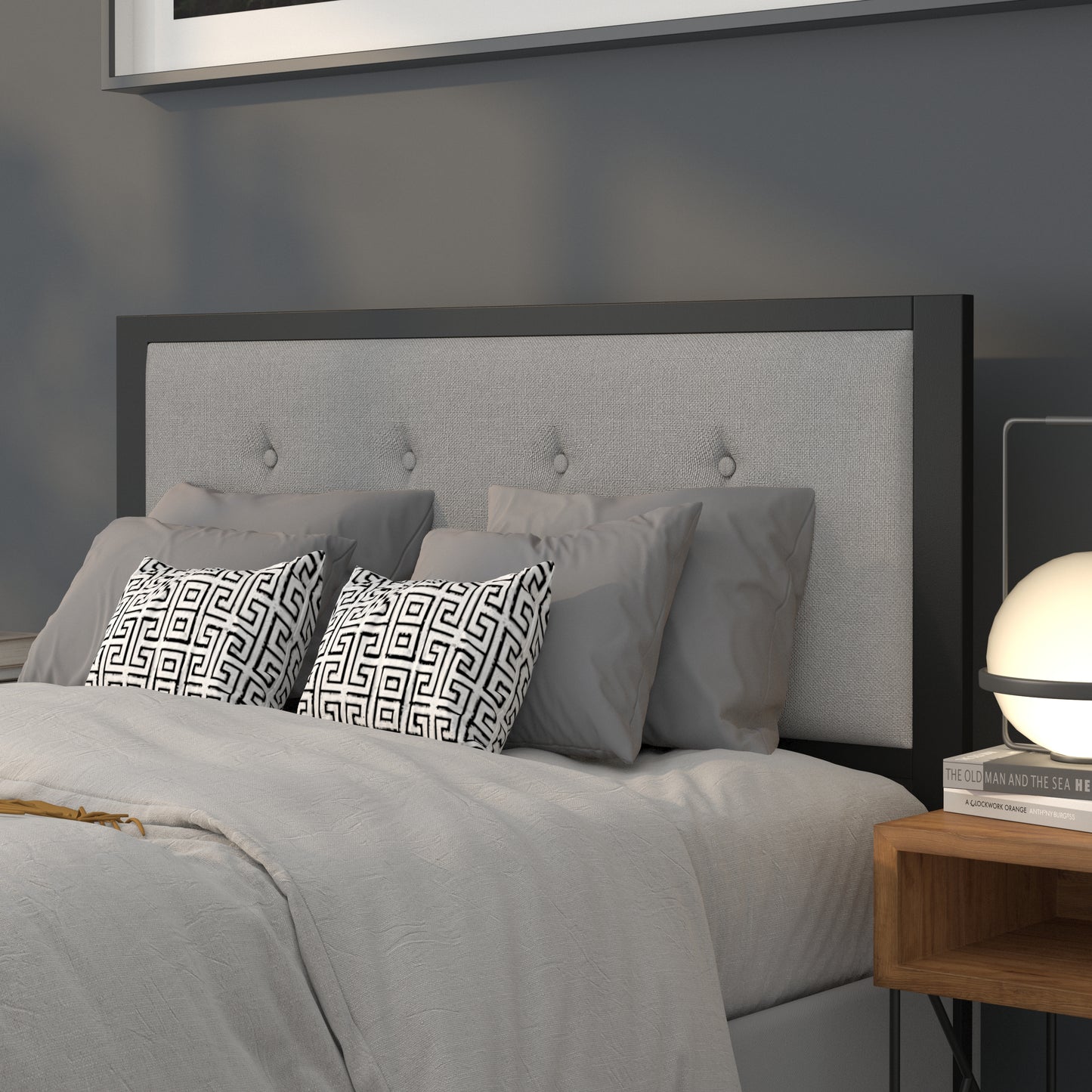 Full, Queen, King, and Twin Headboard HG-HB1725 in Black, Dark Gray, and Light Gray