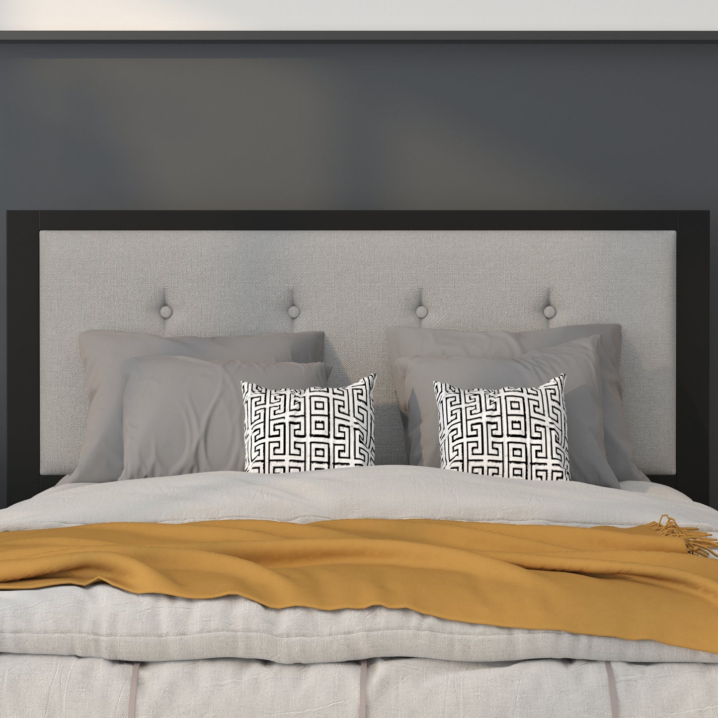 Full, Queen, King, and Twin Headboard HG-HB1725 in Black, Dark Gray, and Light Gray