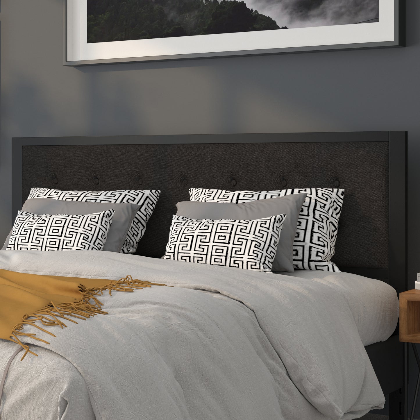 Full, Queen, King, and Twin Headboard HG-HB1725 in Black, Dark Gray, and Light Gray