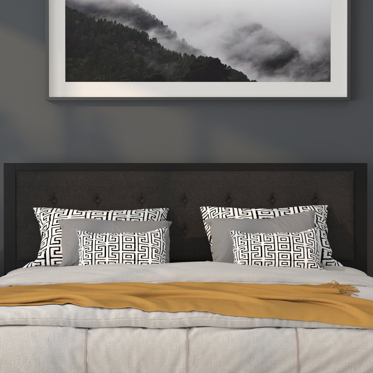 Full, Queen, King, and Twin Headboard HG-HB1725 in Black, Dark Gray, and Light Gray