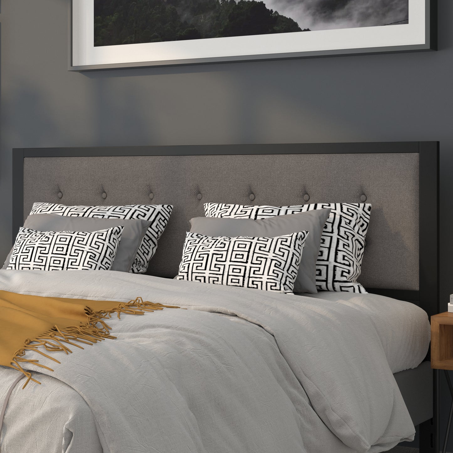 Full, Queen, King, and Twin Headboard HG-HB1725 in Black, Dark Gray, and Light Gray