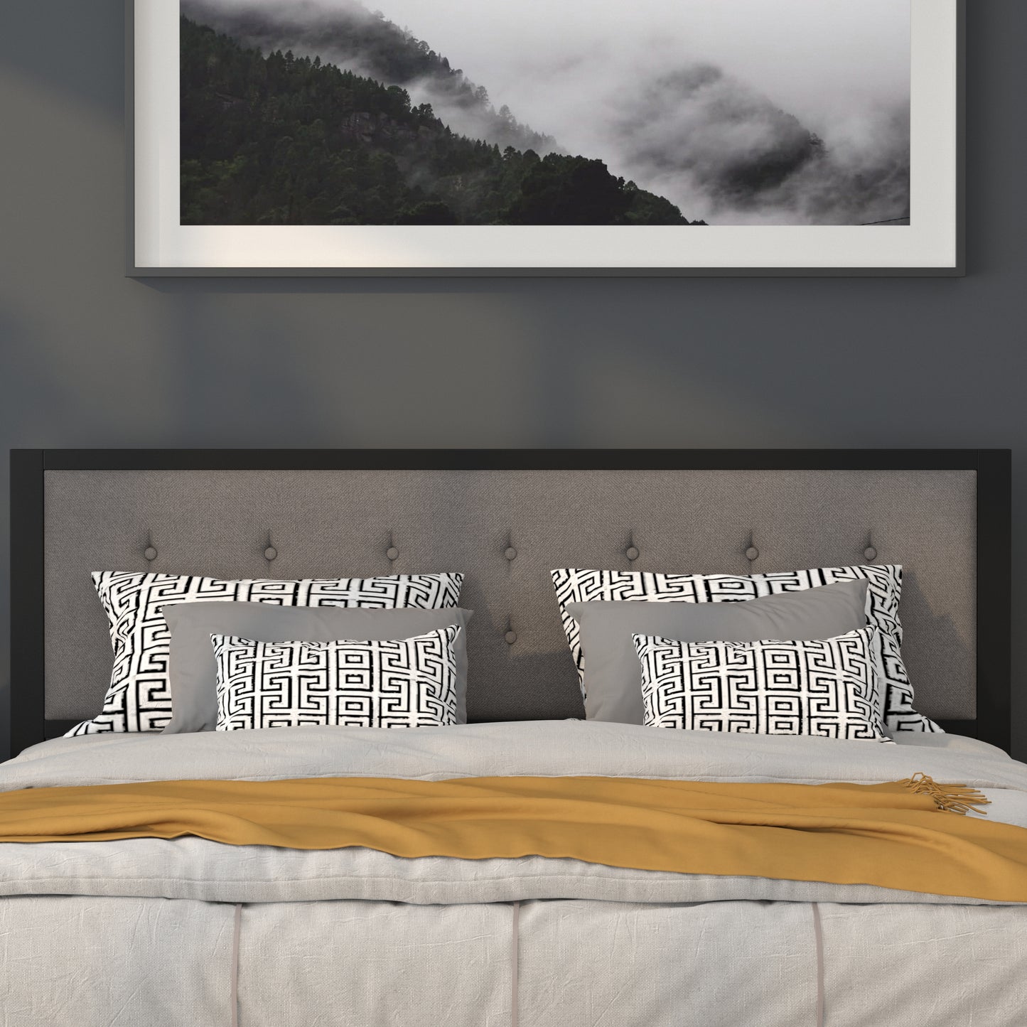 Full, Queen, King, and Twin Headboard HG-HB1725 in Black, Dark Gray, and Light Gray