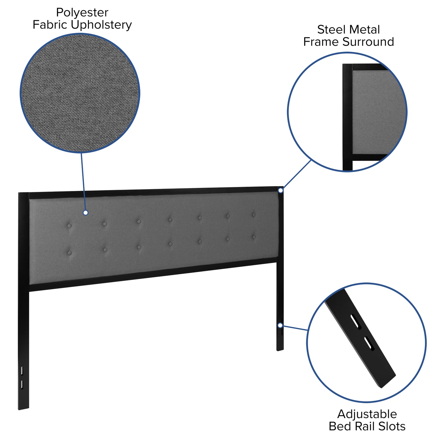 Full, Queen, King, and Twin Headboard HG-HB1725 in Black, Dark Gray, and Light Gray