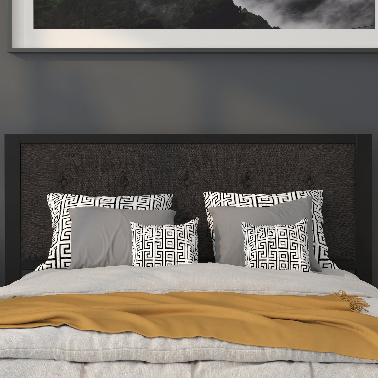 Full, Queen, King, and Twin Headboard HG-HB1725 in Black, Dark Gray, and Light Gray