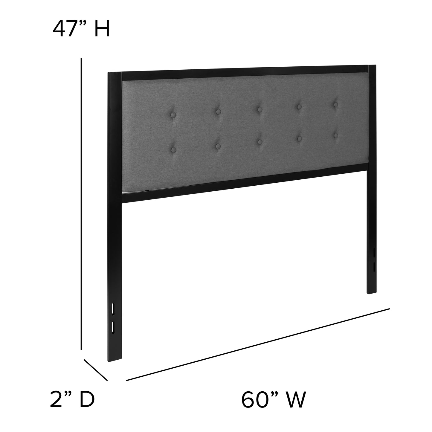 Full, Queen, King, and Twin Headboard HG-HB1725 in Black, Dark Gray, and Light Gray