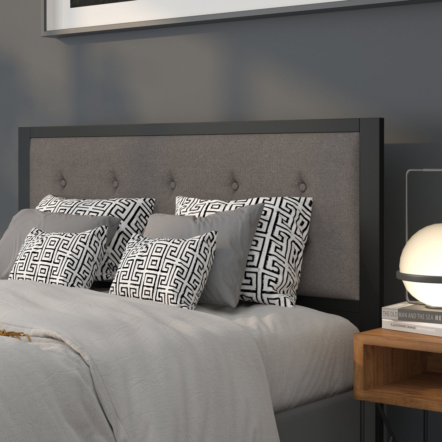 Full, Queen, King, and Twin Headboard HG-HB1725 in Black, Dark Gray, and Light Gray