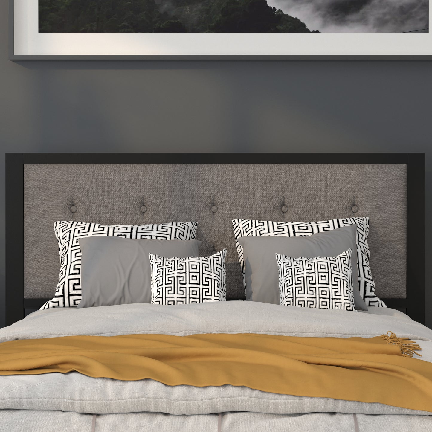 Full, Queen, King, and Twin Headboard HG-HB1725 in Black, Dark Gray, and Light Gray