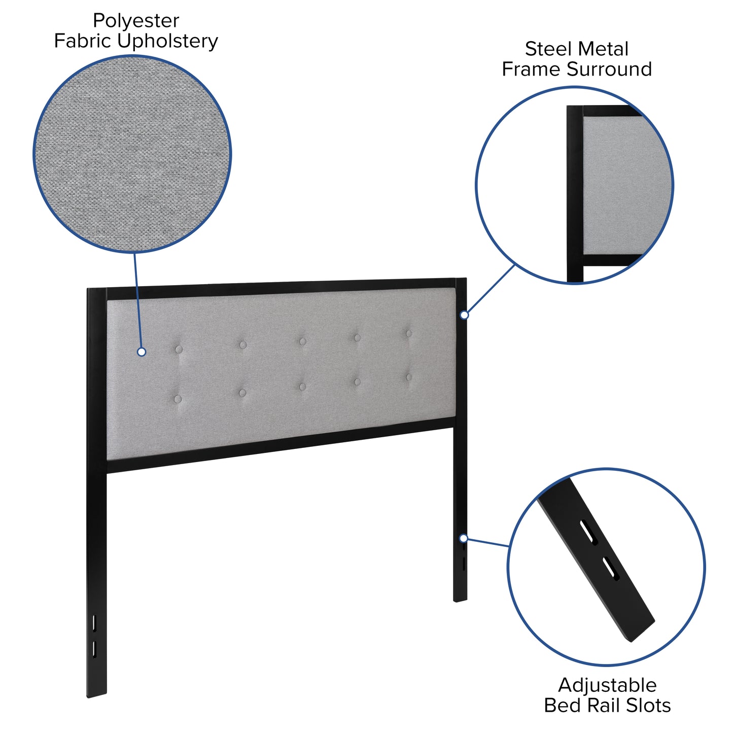 Full, Queen, King, and Twin Headboard HG-HB1725 in Black, Dark Gray, and Light Gray