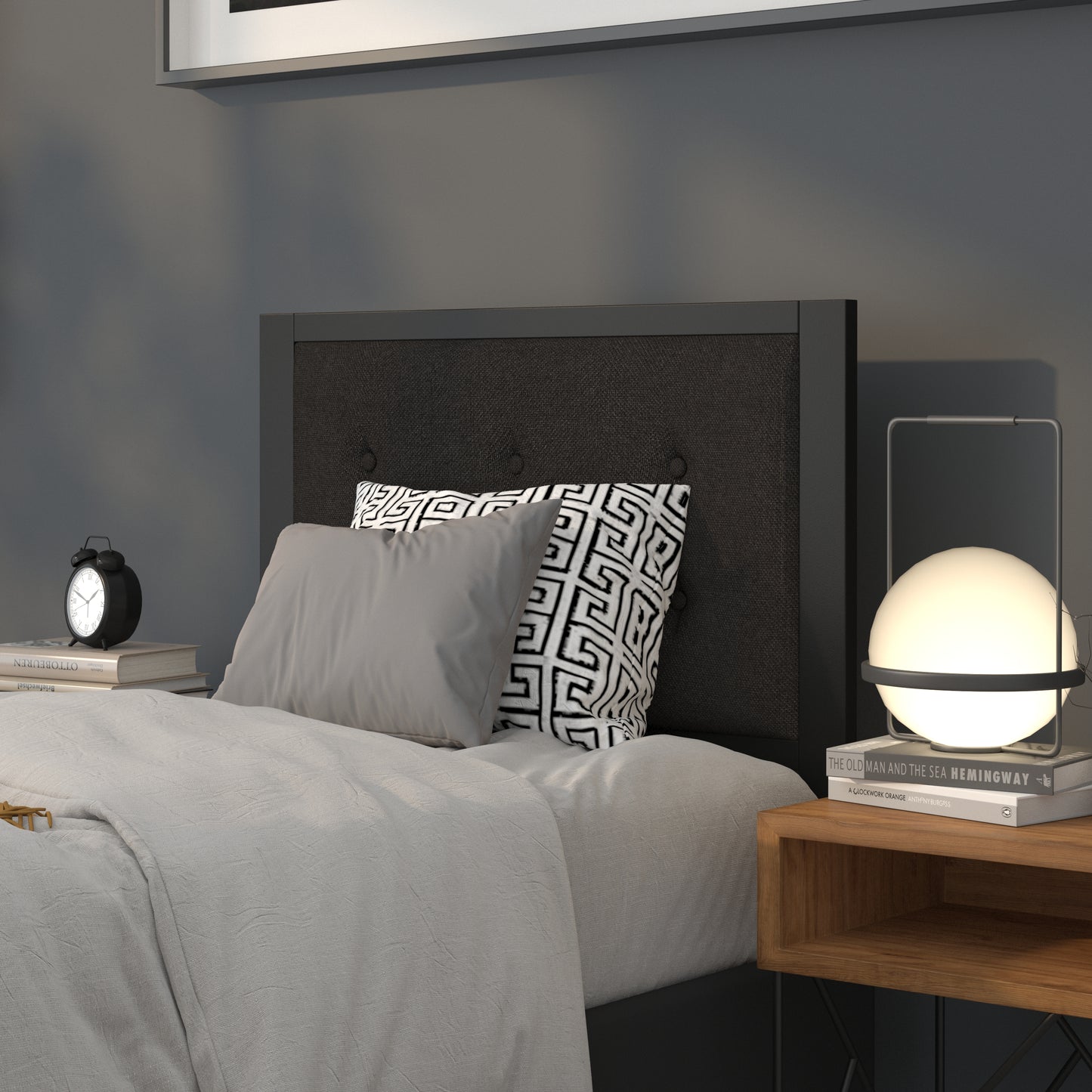 Full, Queen, King, and Twin Headboard HG-HB1725 in Black, Dark Gray, and Light Gray