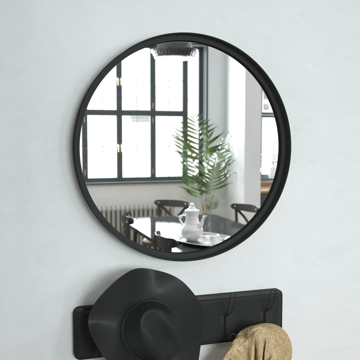 Black 24" Round Wall Mirror HMHD-22M115YA-BLK-GG