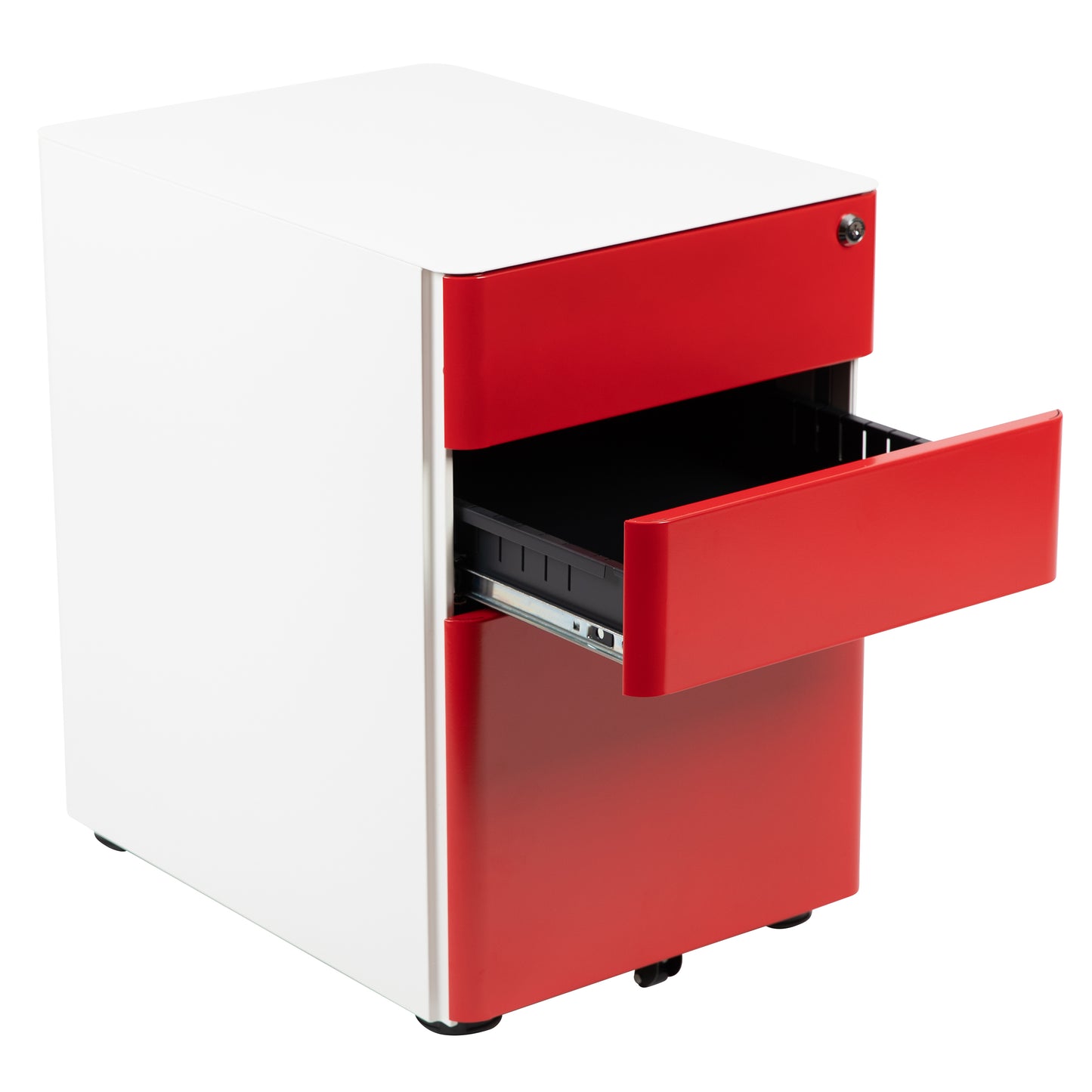 Drawer File Cabinet-White/Red HZ-CHPL-02-RED-WH-GG