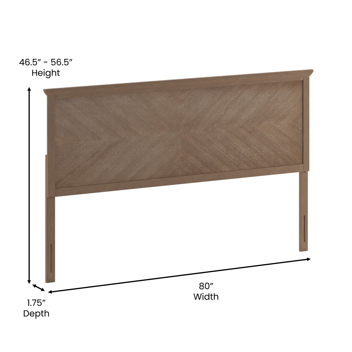 Herringbone Headboard MG-97881-FHB-F-KHB-QHB in Brown and Gray Wash Finish