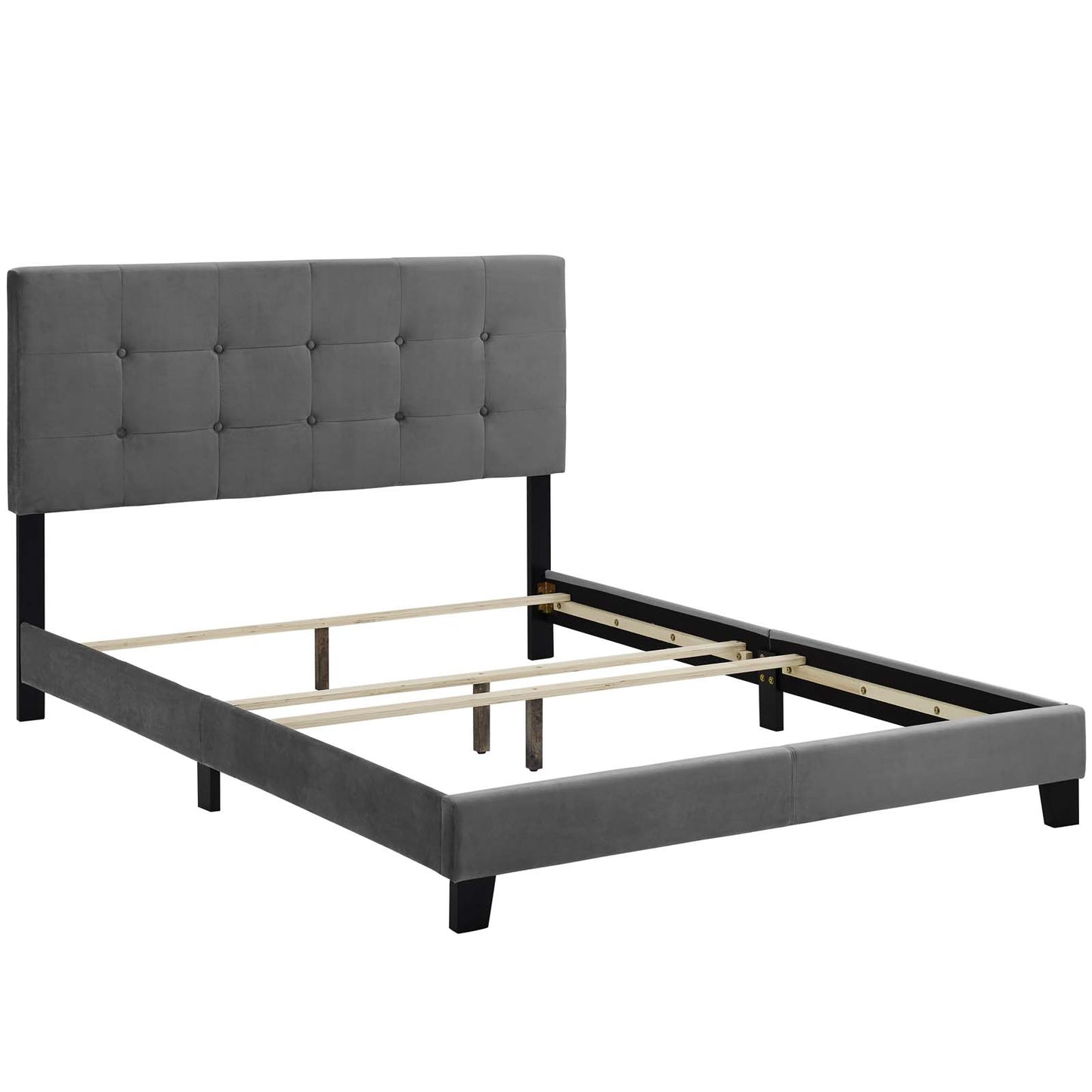 Amira Full Performance Velvet Bed Gray MOD-5859-GRY