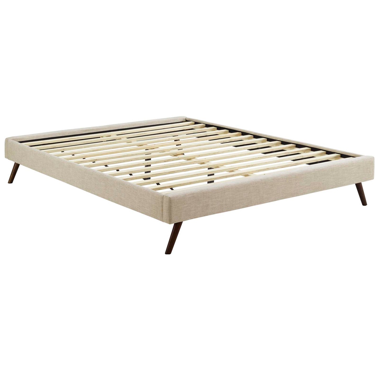 Loryn Queen Fabric Bed Frame with Round Splayed Legs Beige MOD-5891-BEI