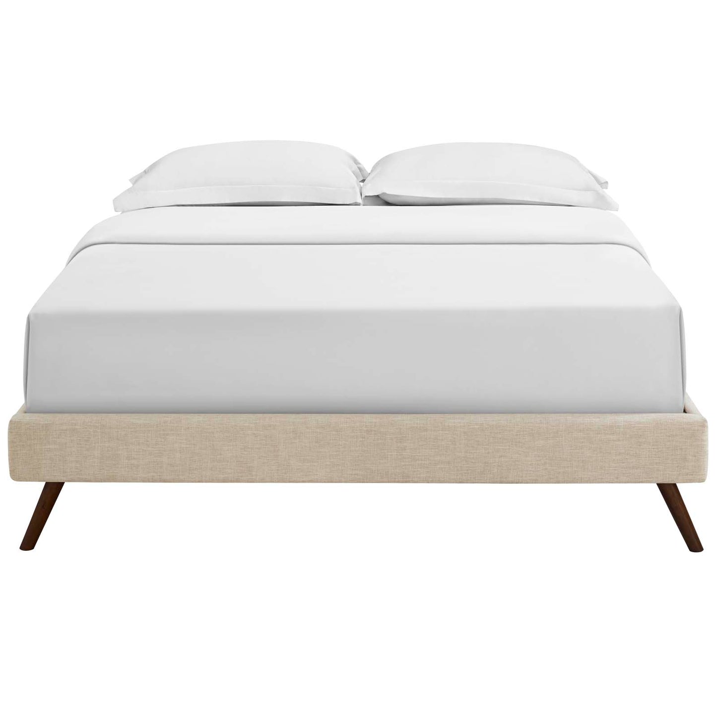 Loryn Queen Fabric Bed Frame with Round Splayed Legs Beige MOD-5891-BEI