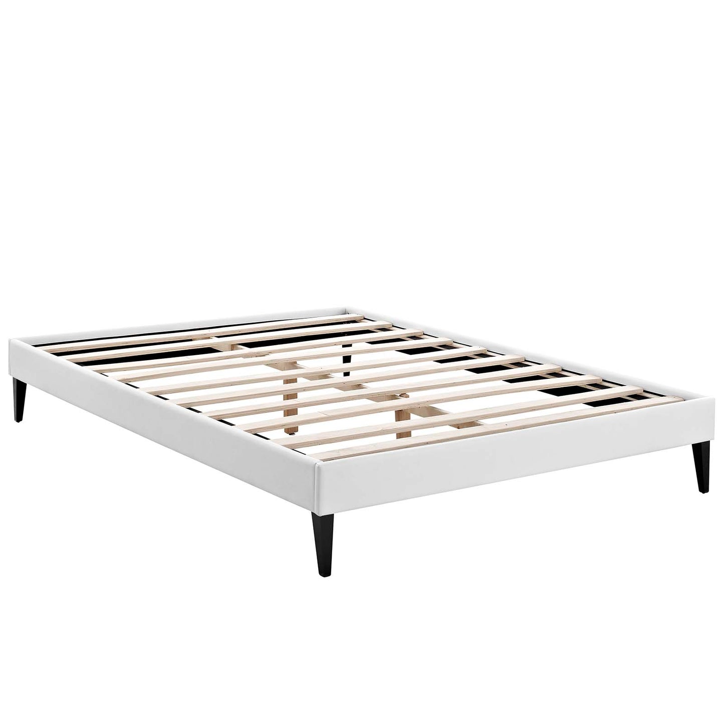 Tessie Queen Vinyl Bed Frame with Squared Tapered Legs White MOD-5898-WHI