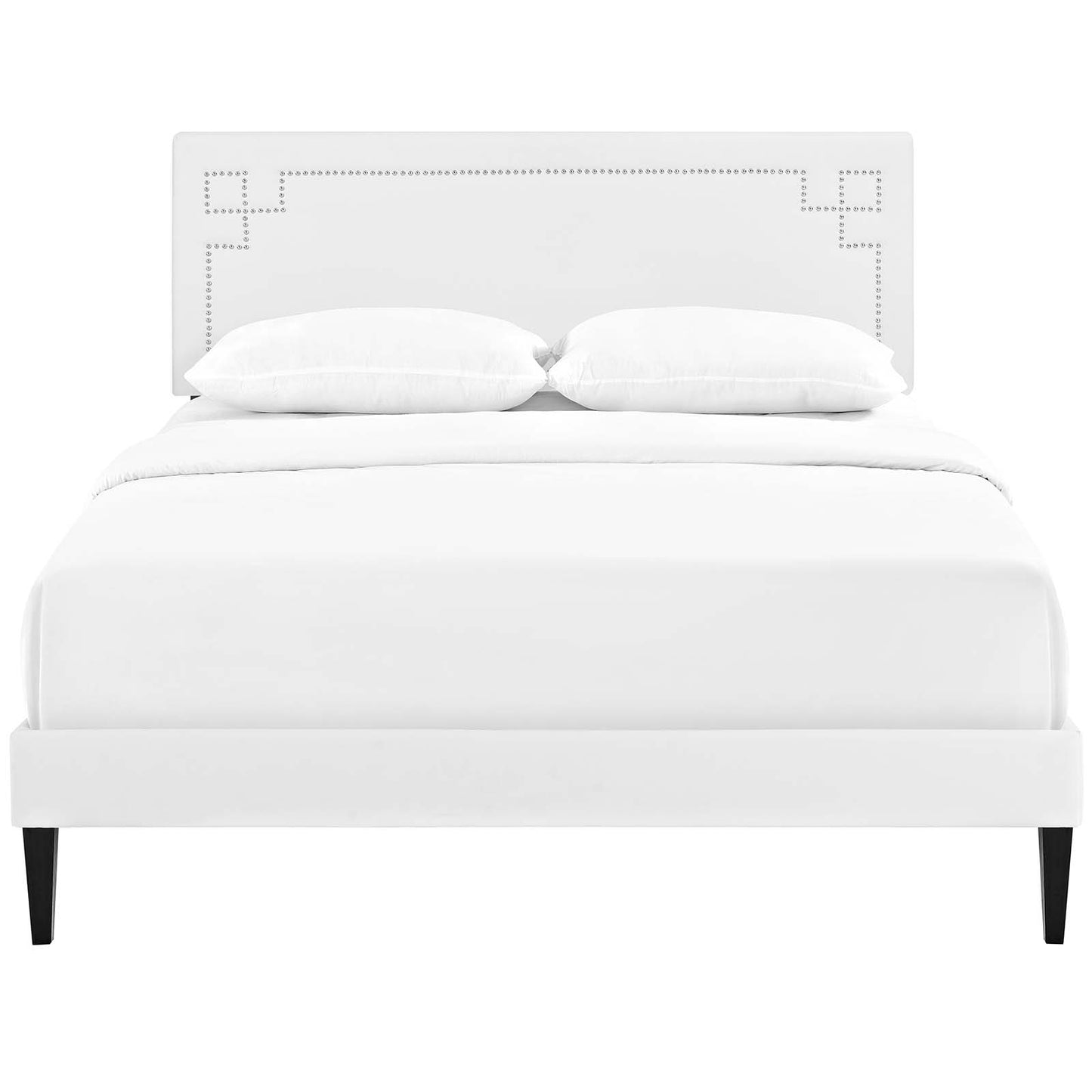 Ruthie Queen Vinyl Platform Bed with Squared Tapered Legs White MOD-5938-WHI