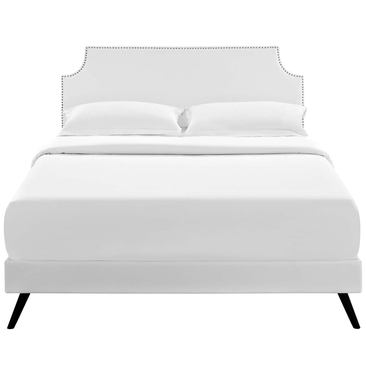 Corene Full Vinyl Platform Bed with Round Splayed Legs White MOD-5944-WHI