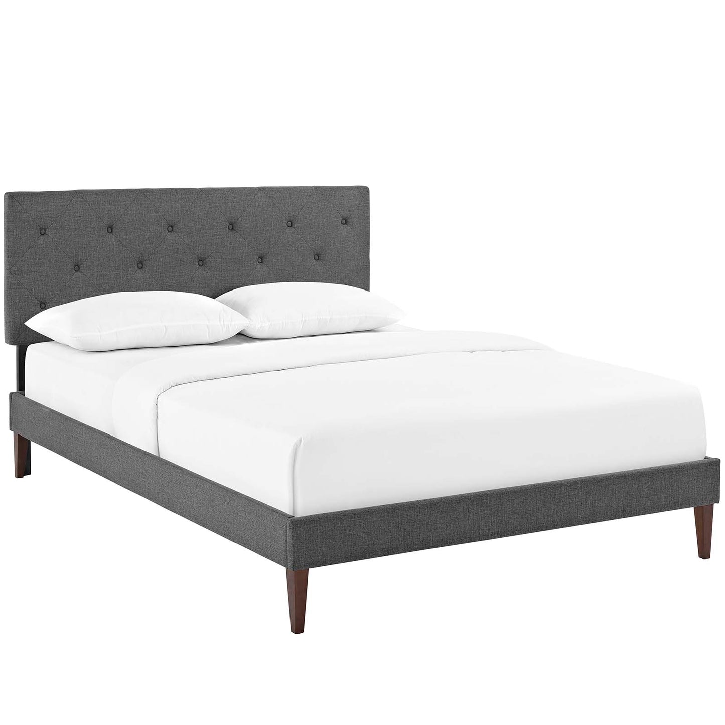 Tarah King Fabric Platform Bed with Squared Tapered Legs Gray MOD-5989-GRY