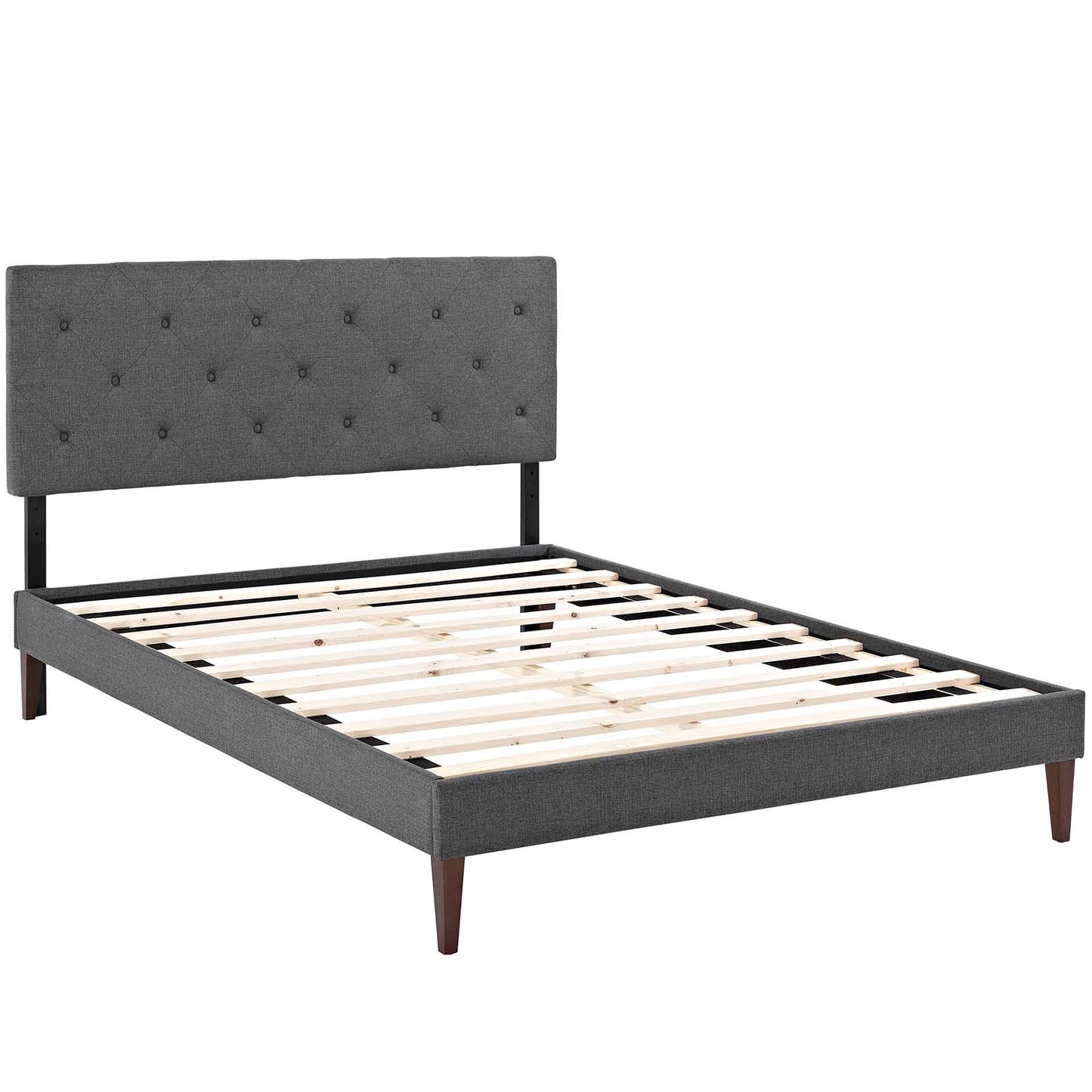 Tarah King Fabric Platform Bed with Squared Tapered Legs Gray MOD-5989-GRY