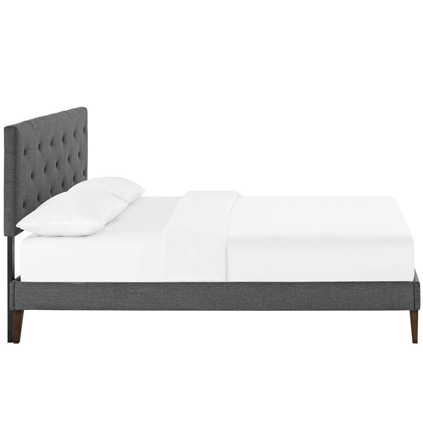 Tarah King Fabric Platform Bed with Squared Tapered Legs Gray MOD-5989-GRY