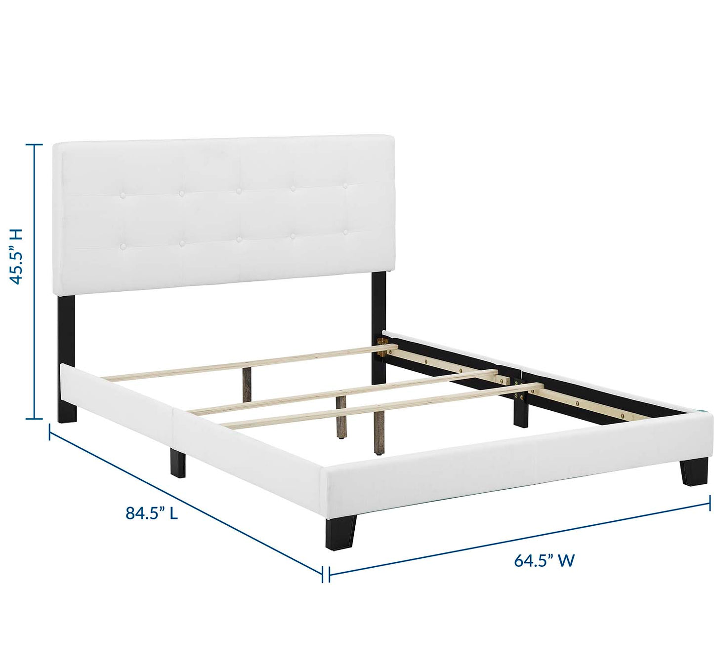 Amira Queen Upholstered Fabric Bed White MOD-6001-WHI