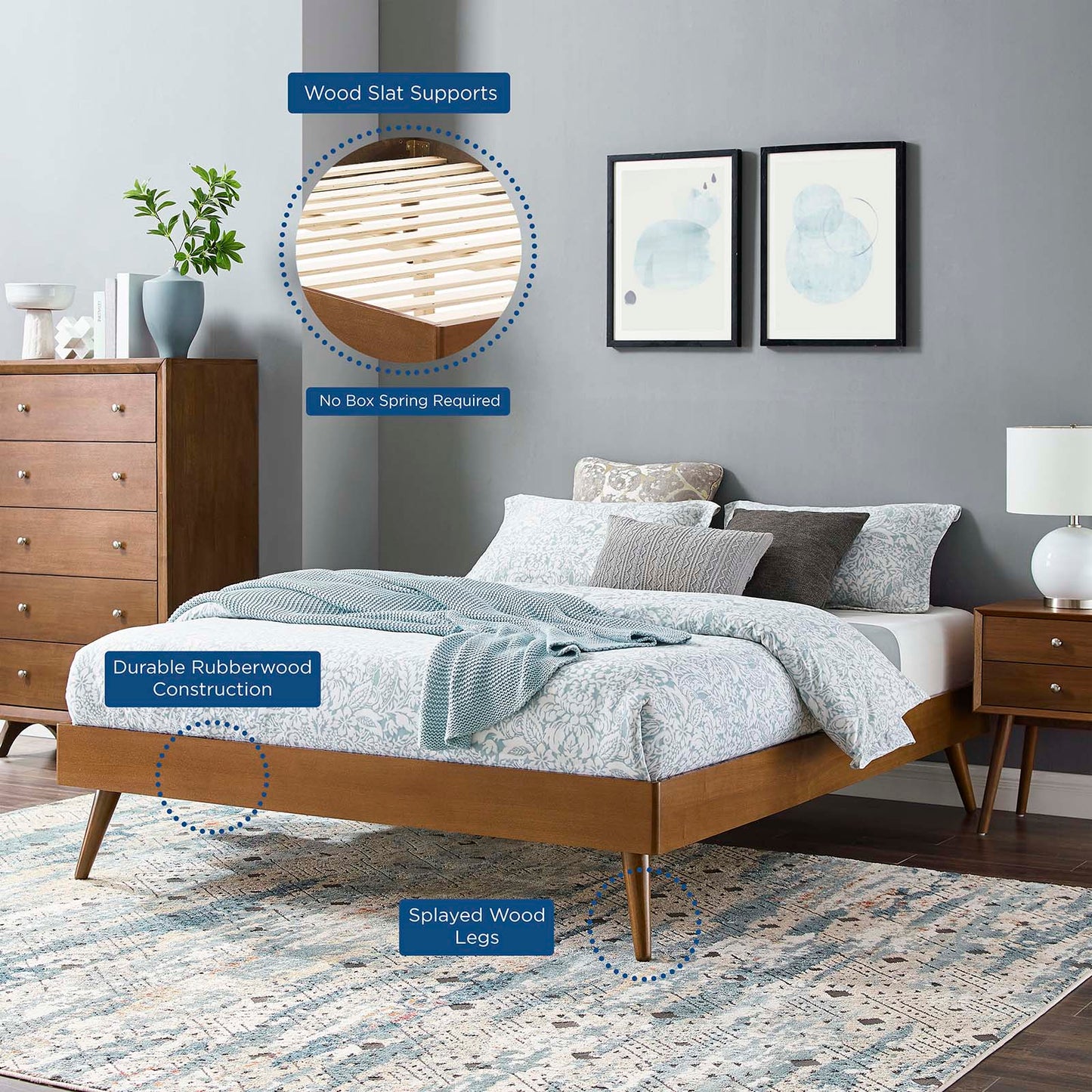 Margo Wood Platform Bed Frame - Full, Queen, King, Twin - Multiple Finishes Available