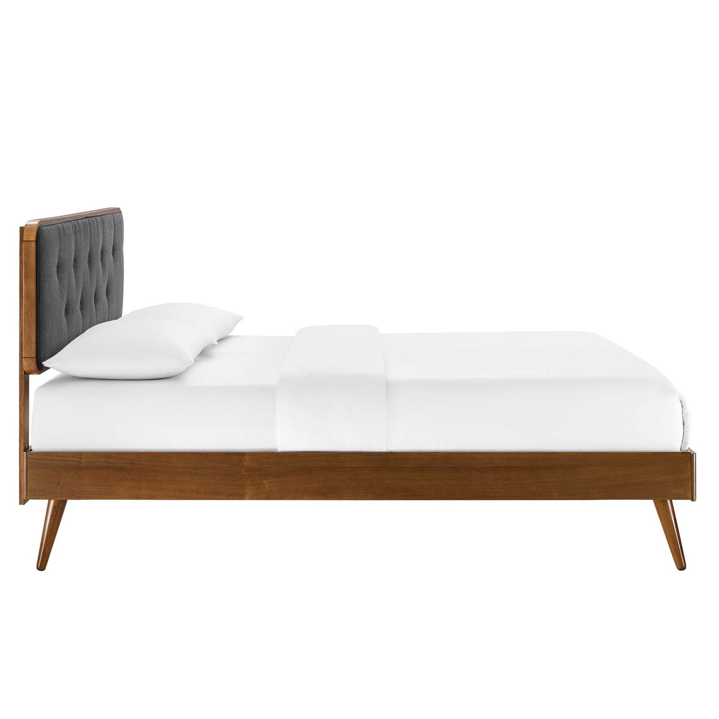 Bridgette Queen Wood Platform Bed With Splayed Legs Walnut Charcoal MOD-6388-WAL-CHA