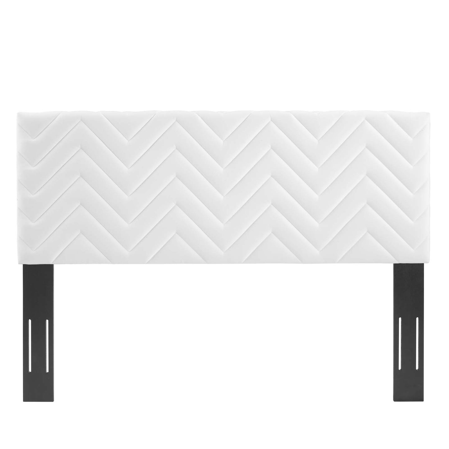 Mercy Chevron Tufted Performance Velvet Twin Headboard White MOD-6658-WHI