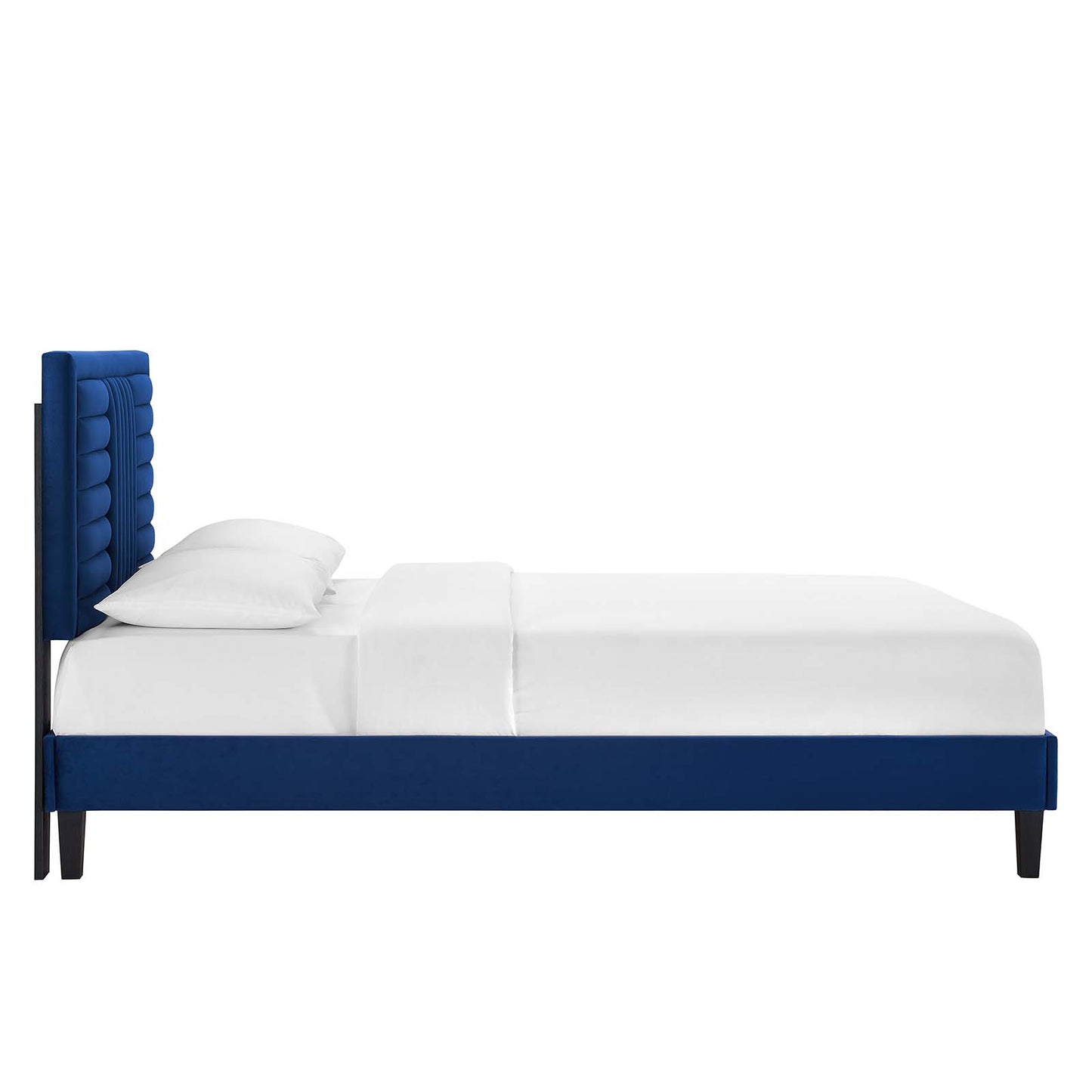 Sofia Channel Tufted Performance Velvet Twin Platform Bed Navy MOD-6991-NAV