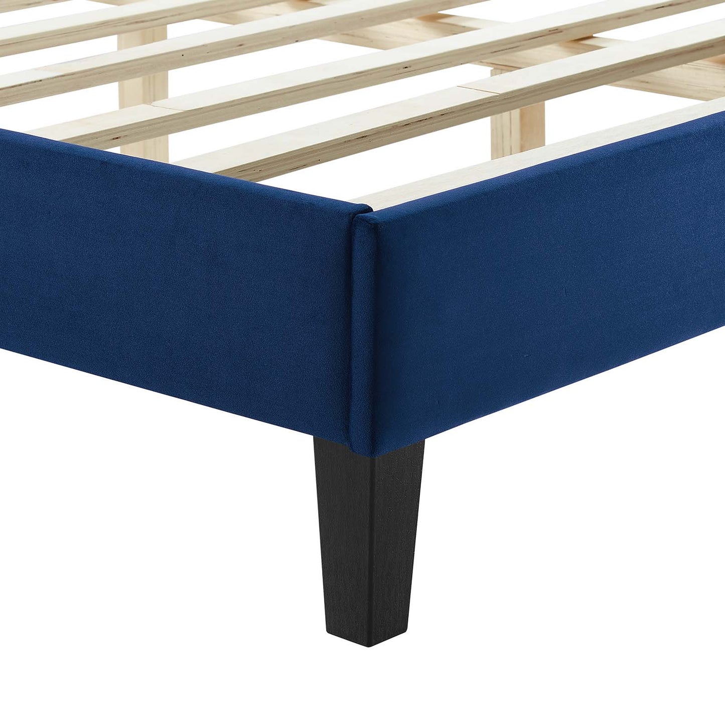 Sofia Channel Tufted Performance Velvet Twin Platform Bed Navy MOD-6991-NAV