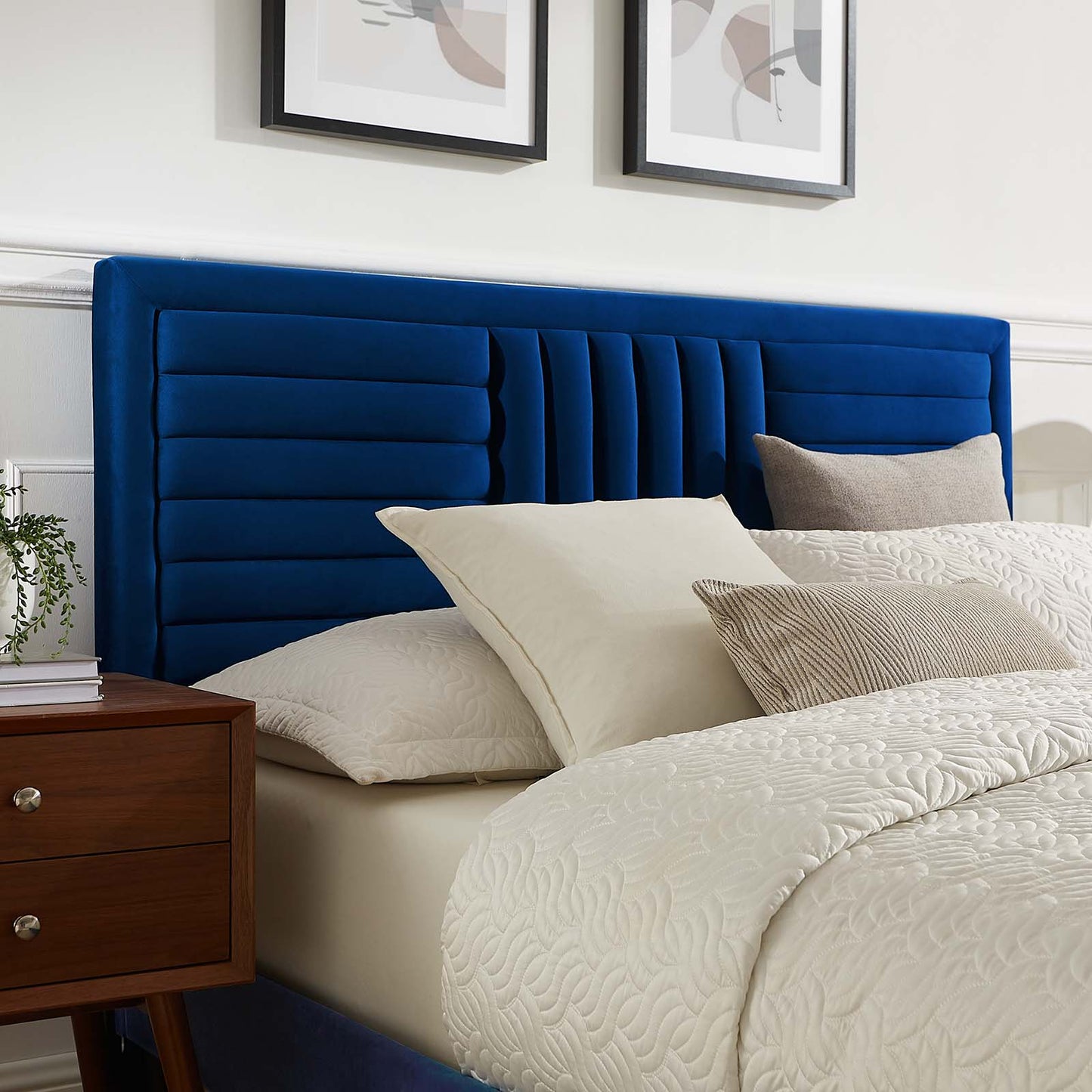 Sofia Channel Tufted Performance Velvet Twin Platform Bed Navy MOD-6991-NAV