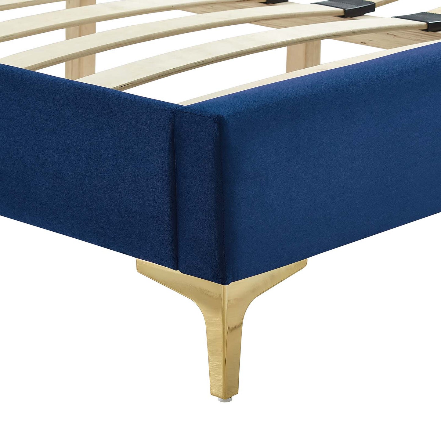 Leah Chevron Tufted Performance Velvet Full Platform Bed Navy MOD-6993-NAV