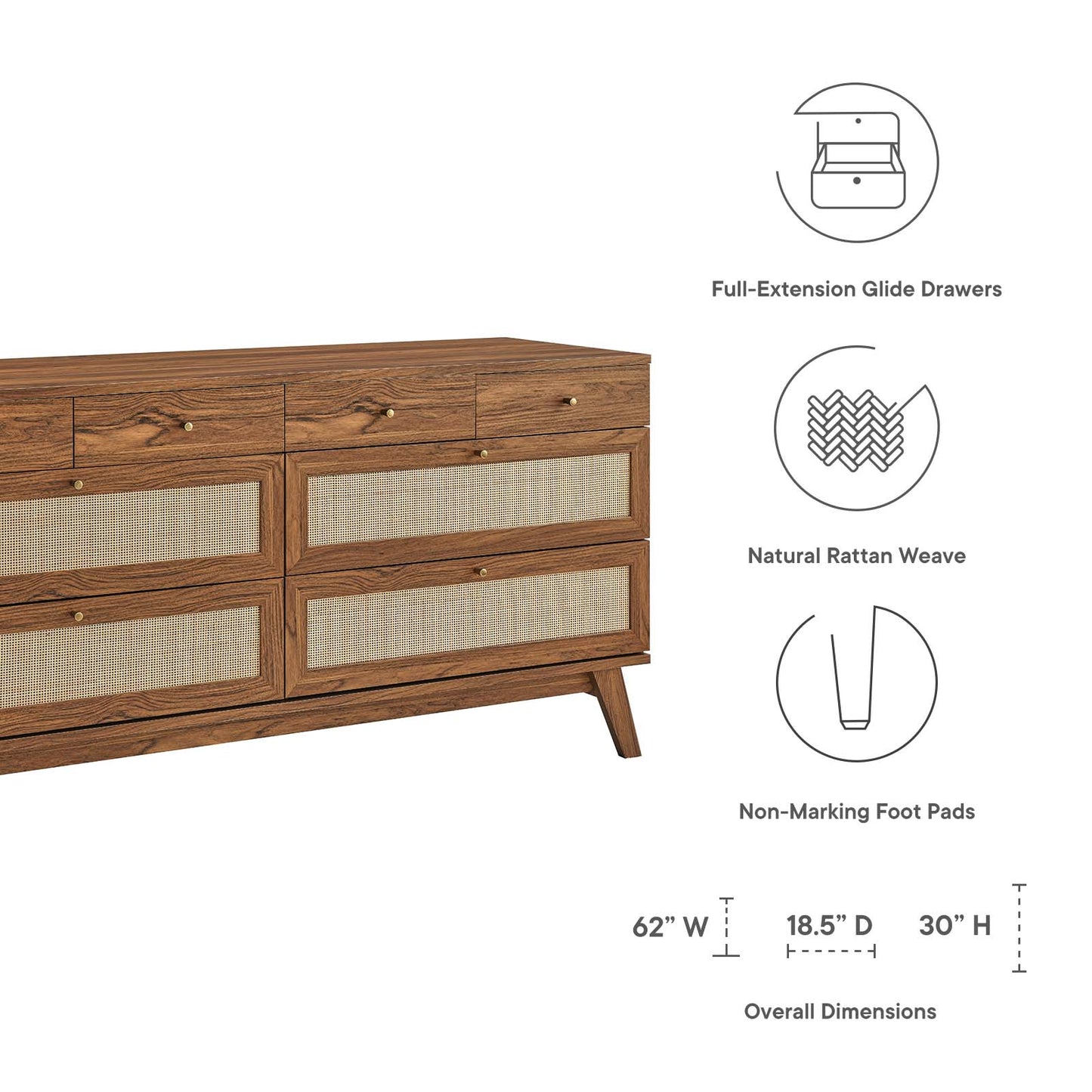 Soma 8-Drawer Dresser Walnut MOD-7054-WAL