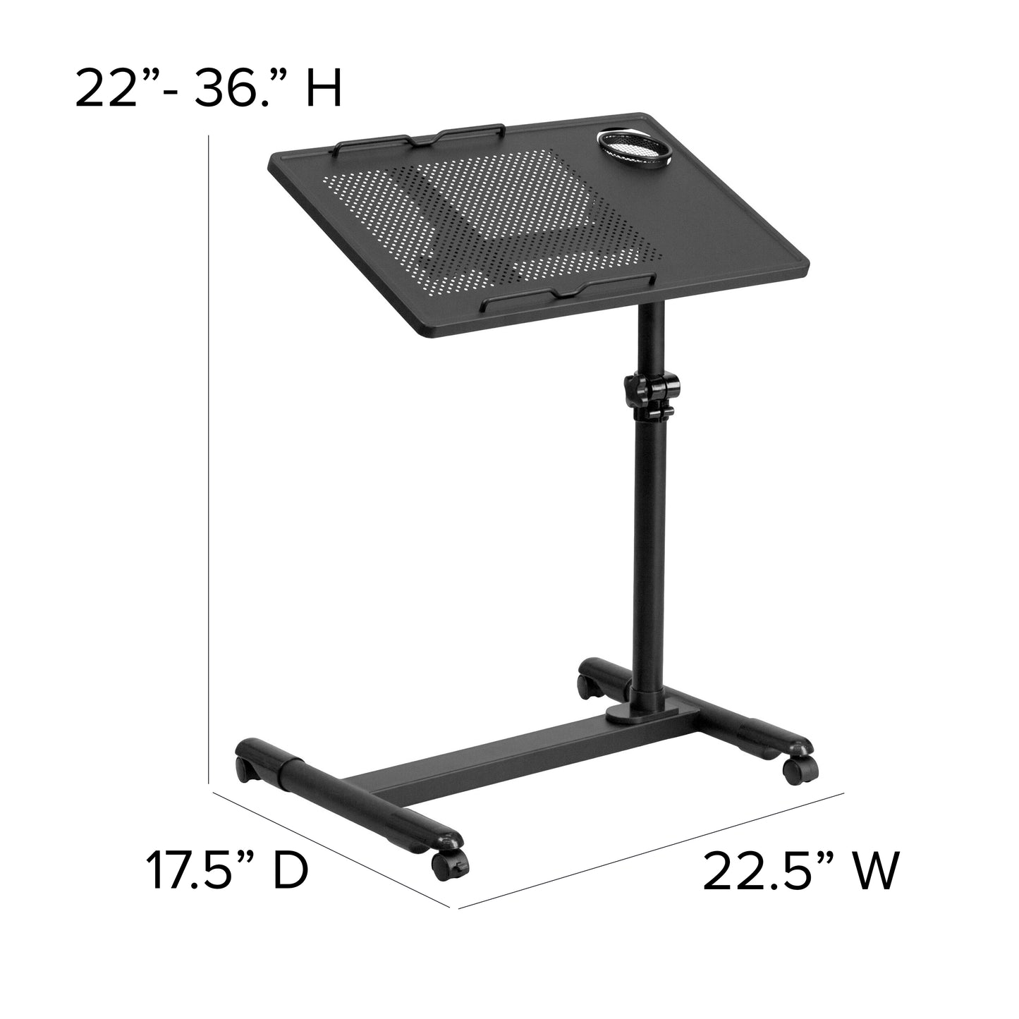 Black Adjustable Mobile Desk NAN-JG-06B-BK-GG