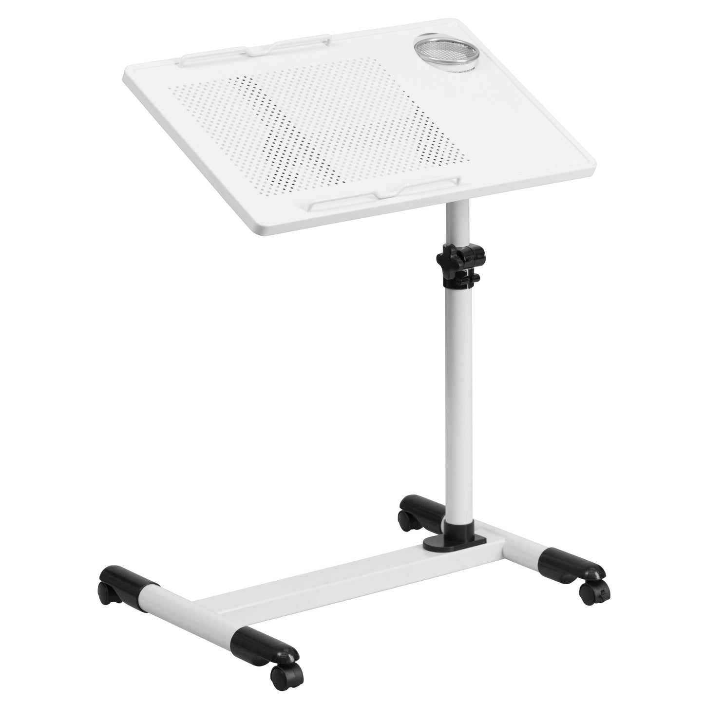 White Adjustable Mobile Desk NAN-JG-06B-WH-GG