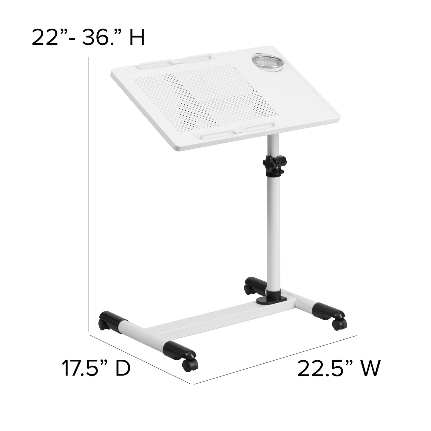 White Adjustable Mobile Desk NAN-JG-06B-WH-GG