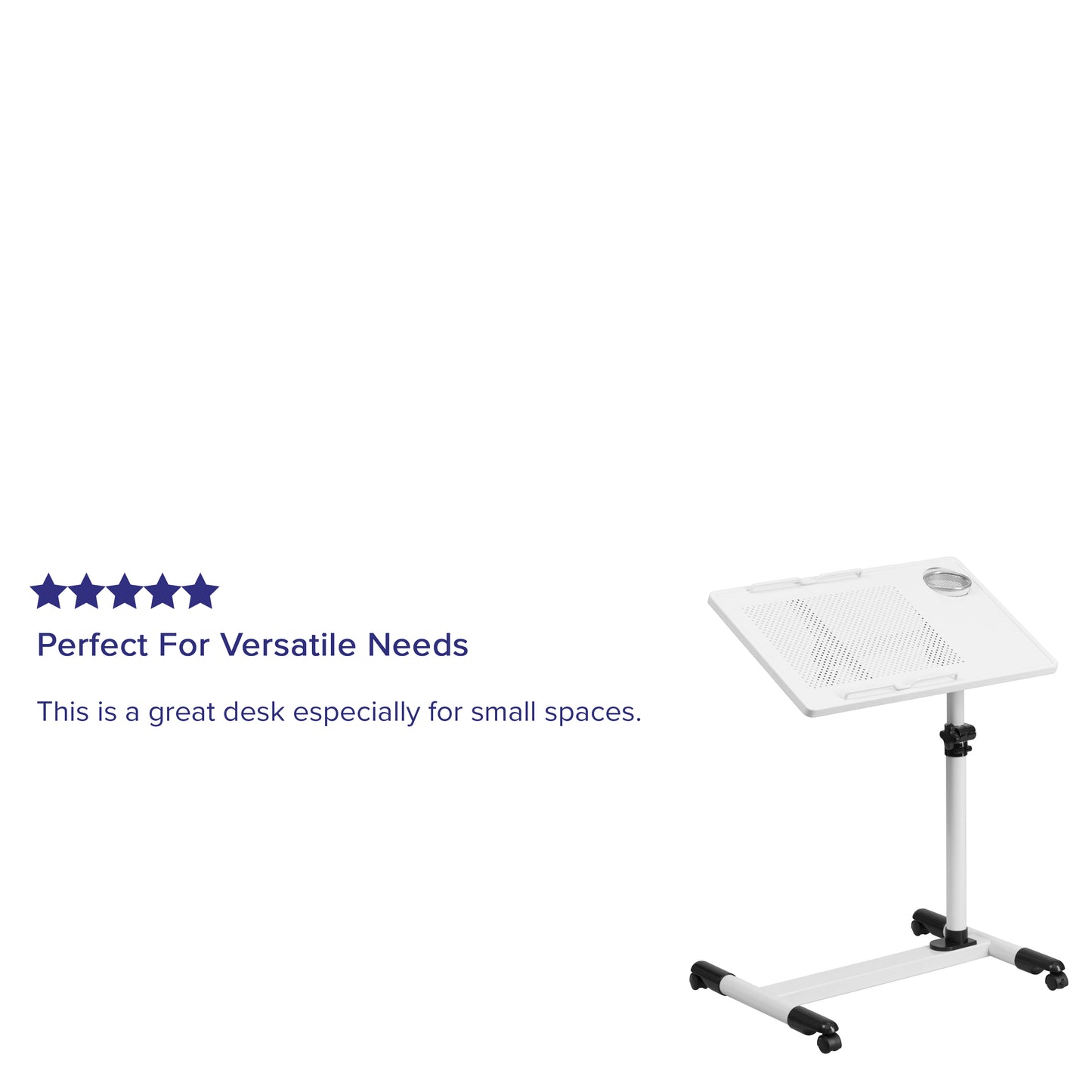 White Adjustable Mobile Desk NAN-JG-06B-WH-GG