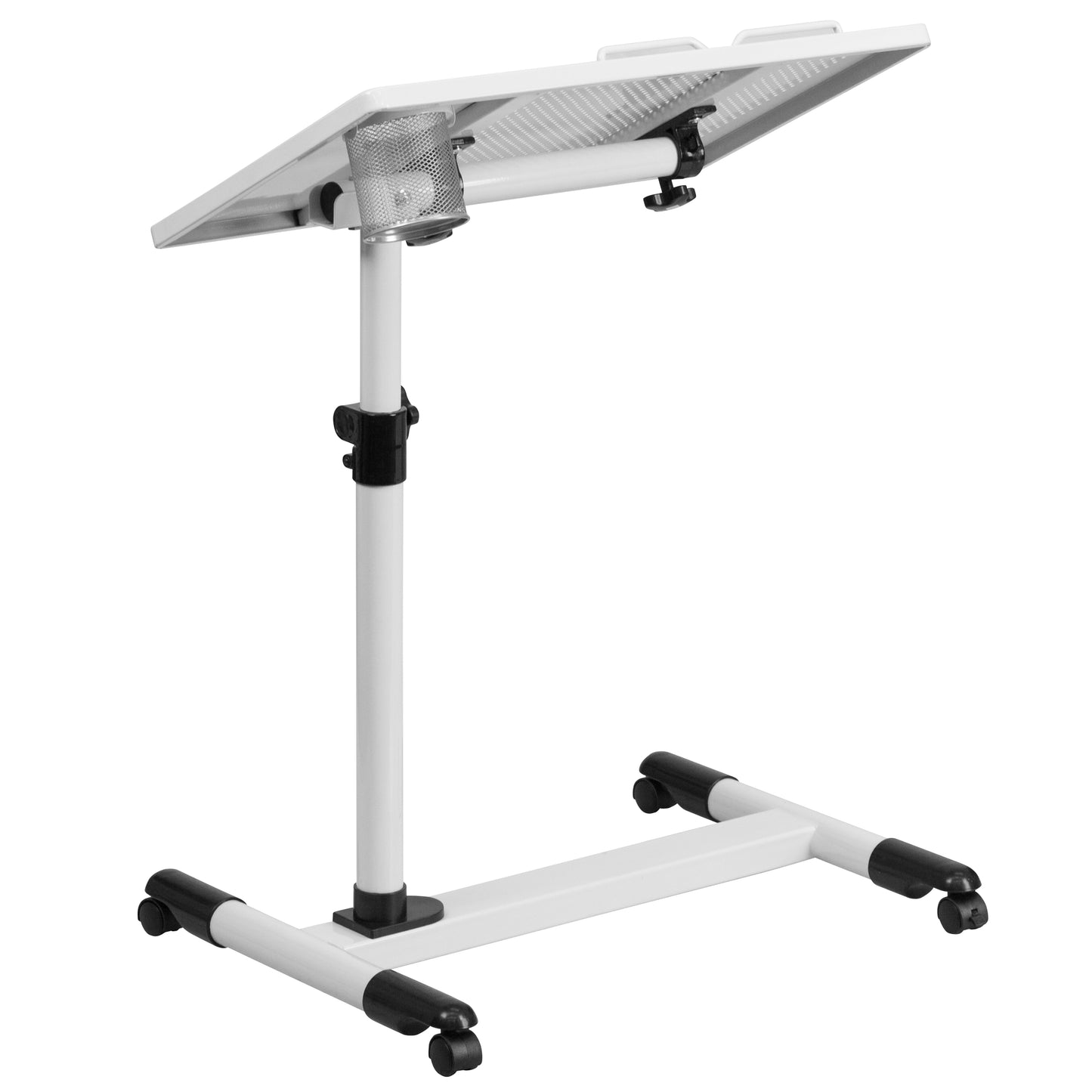 White Adjustable Mobile Desk NAN-JG-06B-WH-GG