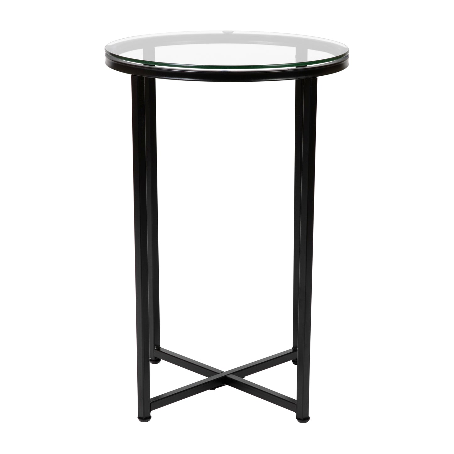 Glass End Table-Black Frame NAN-JH-1786ET-BK-GG