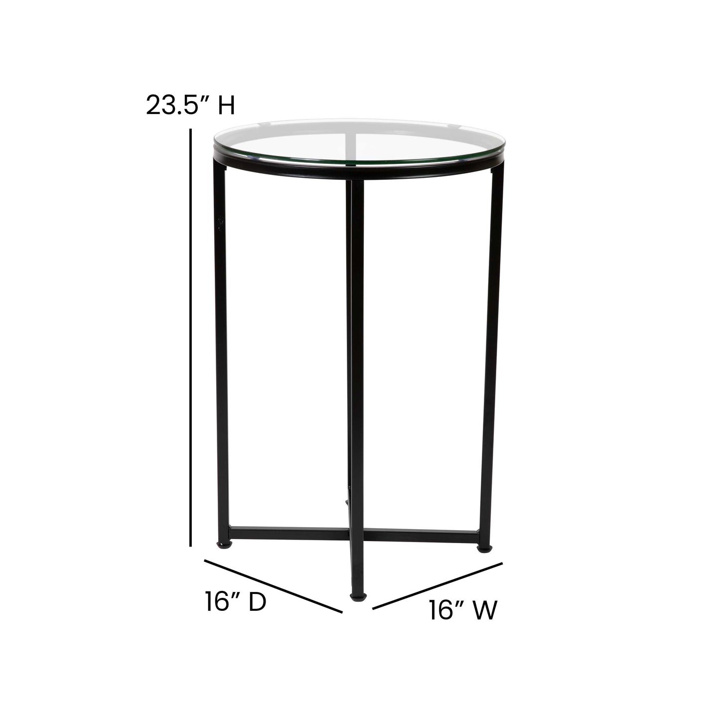 Glass End Table-Black Frame NAN-JH-1786ET-BK-GG