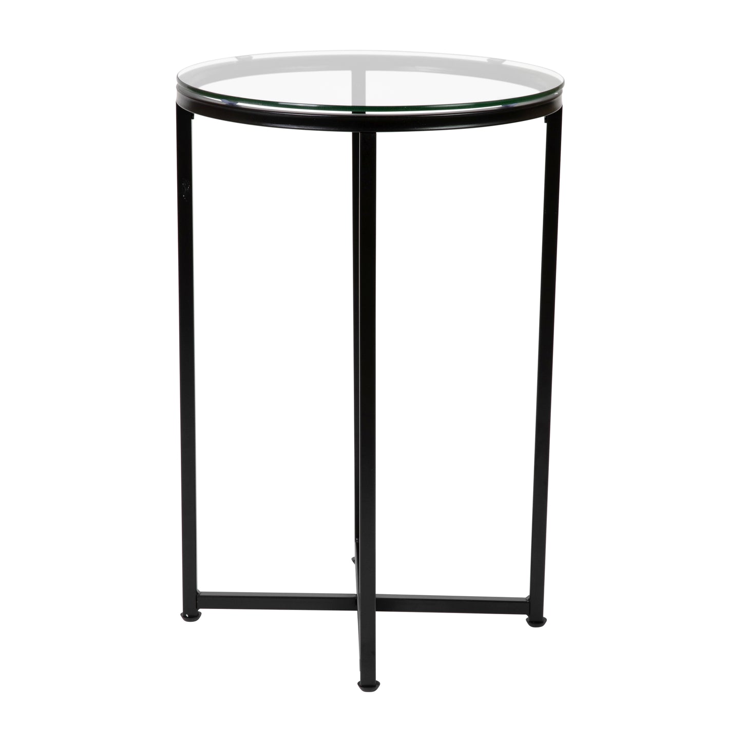 Glass End Table-Black Frame NAN-JH-1786ET-BK-GG