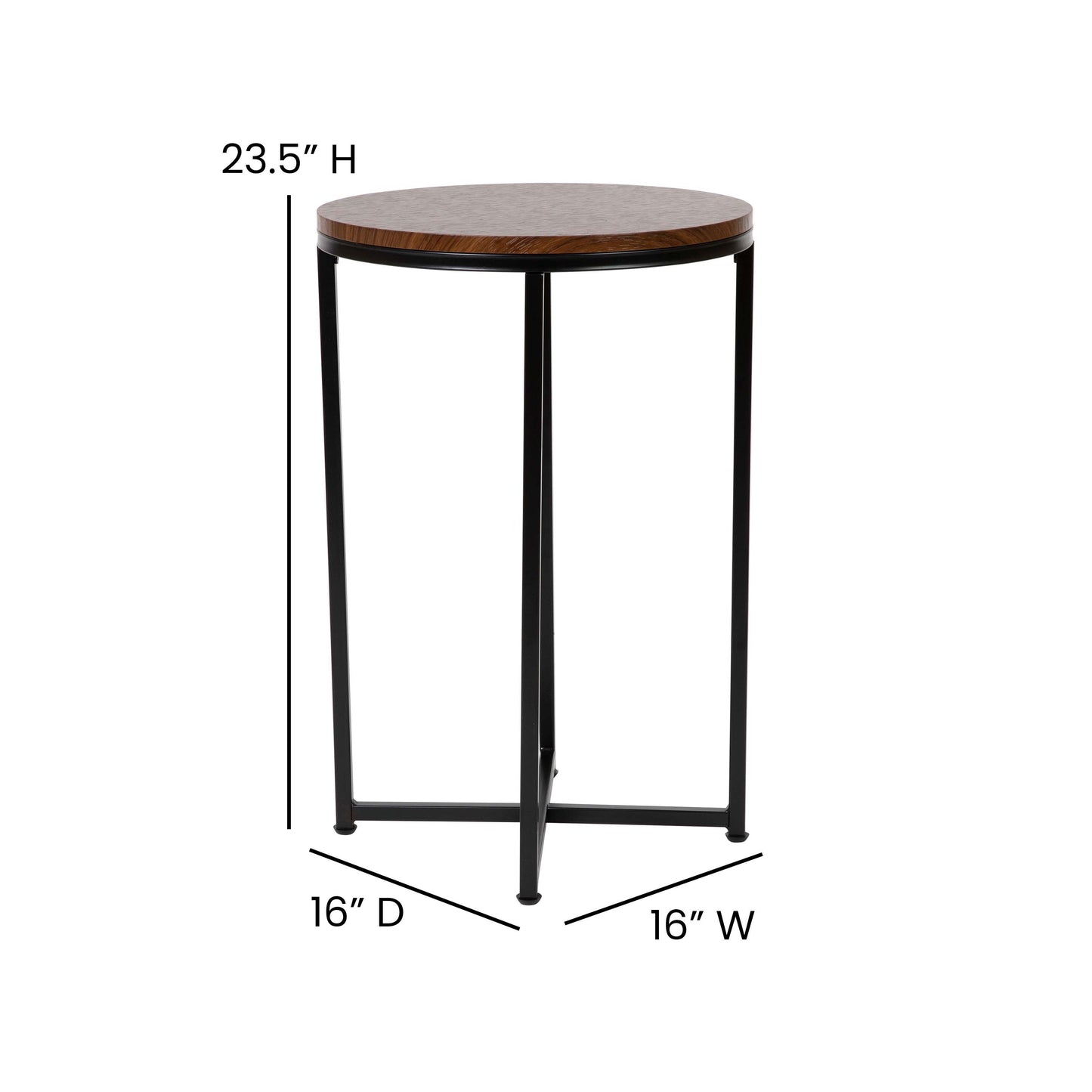 Walnut End Table-Black Frame NAN-JH-1787ET-WAL-BK-GG