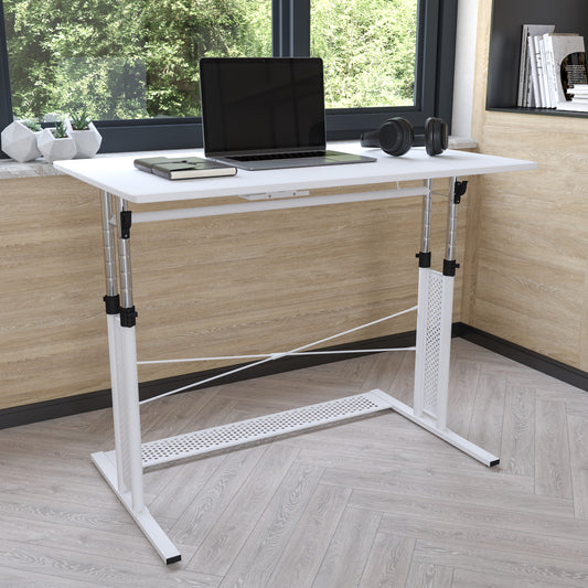 White Sit-Stand Office Desk NAN-JN-21908-WH-GG