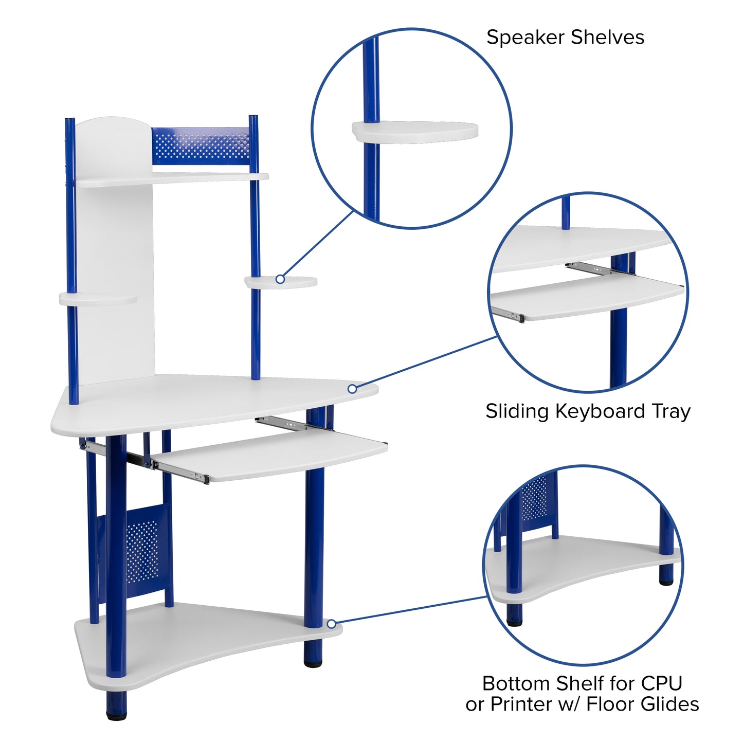 Blue Corner Hutch Desk NAN-JN-2705-BL-GG