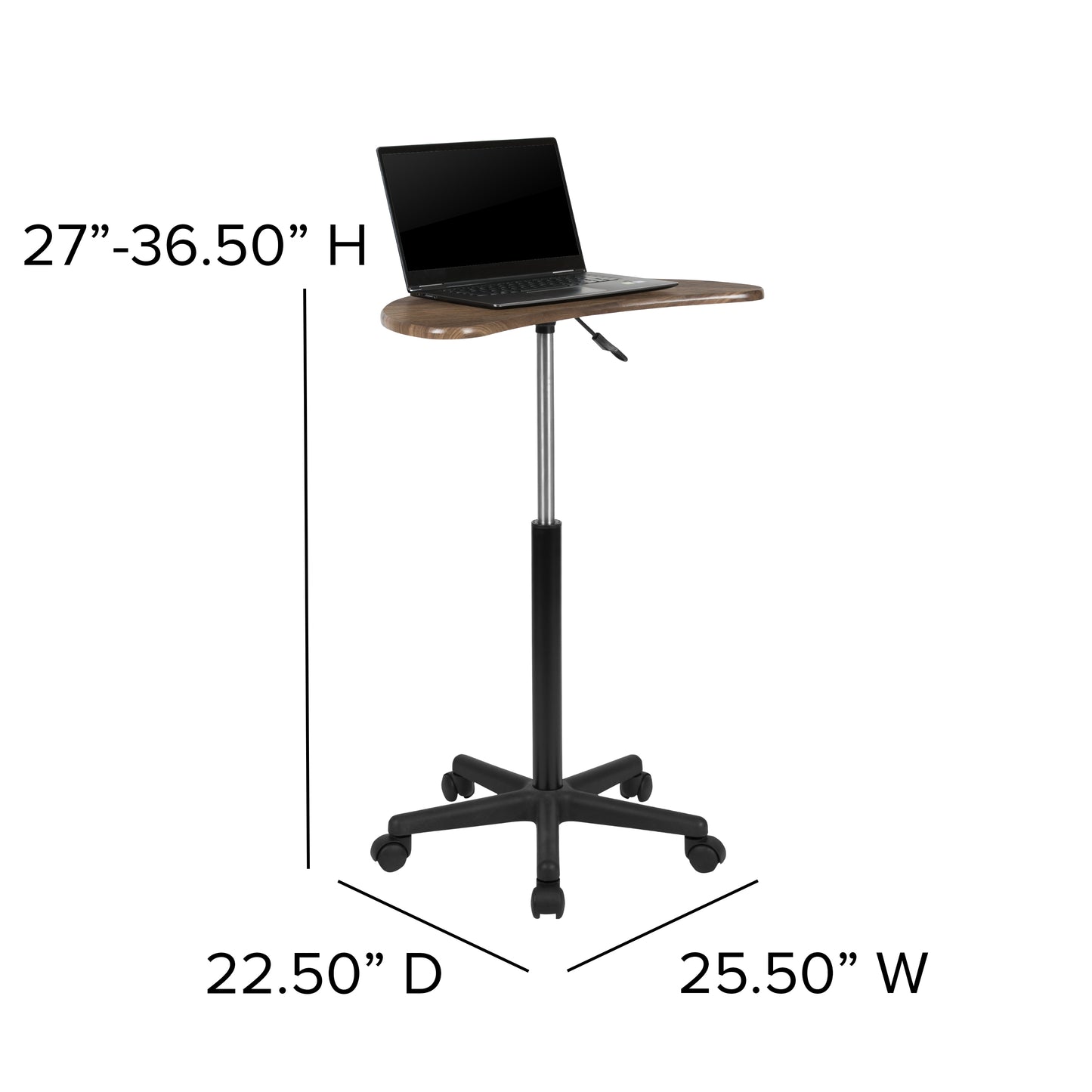 Walnut Sit-Stand Mobile Desk NAN-JN-2792-RU-GG