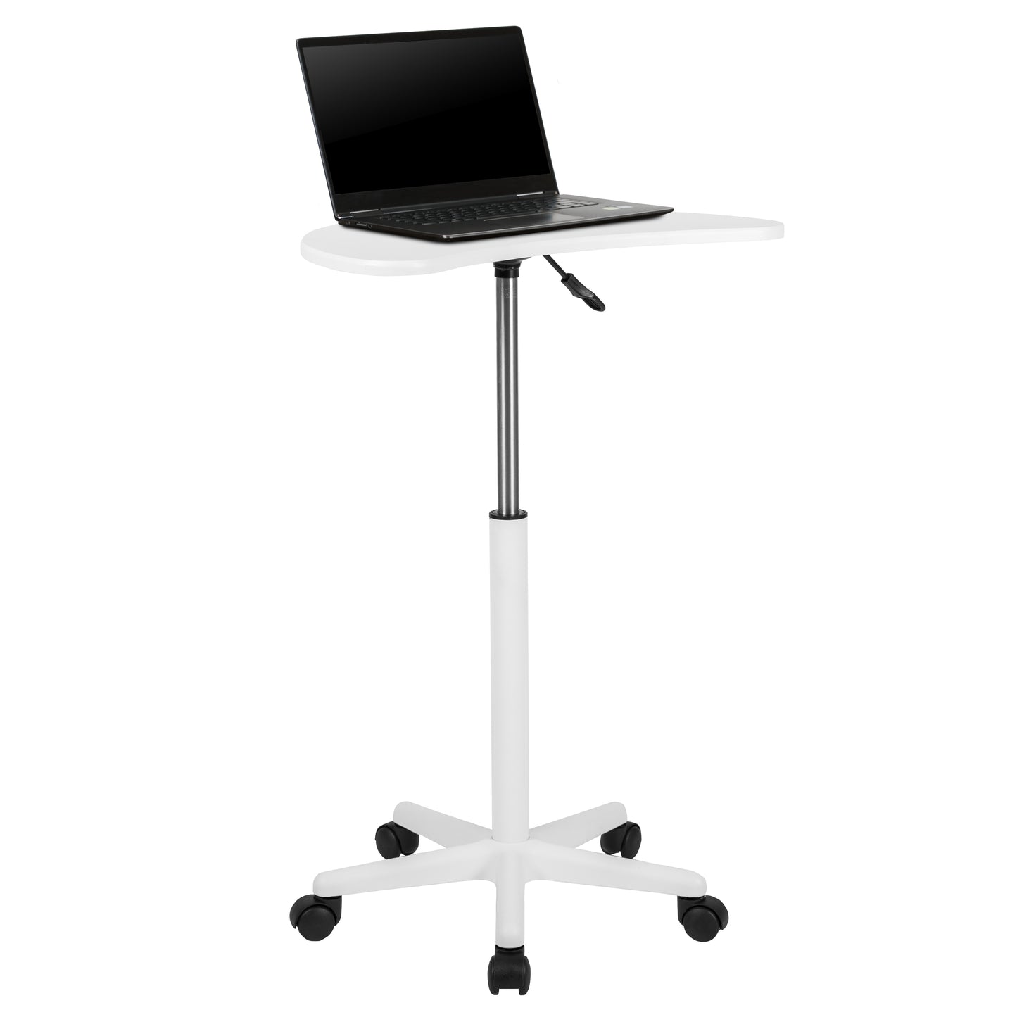 White Sit to Stand Mobile Desk NAN-JN-2792-WH-GG