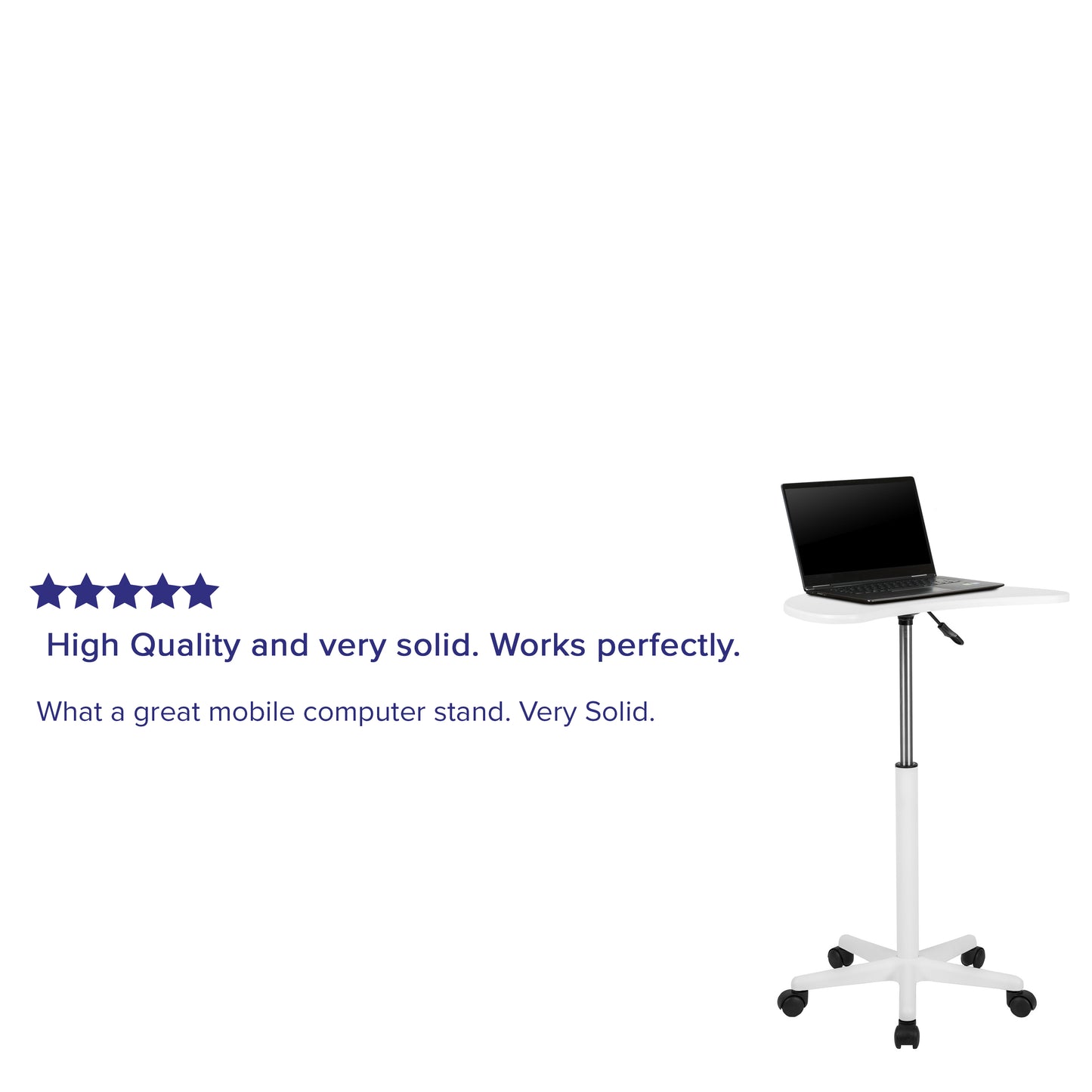 White Sit to Stand Mobile Desk NAN-JN-2792-WH-GG