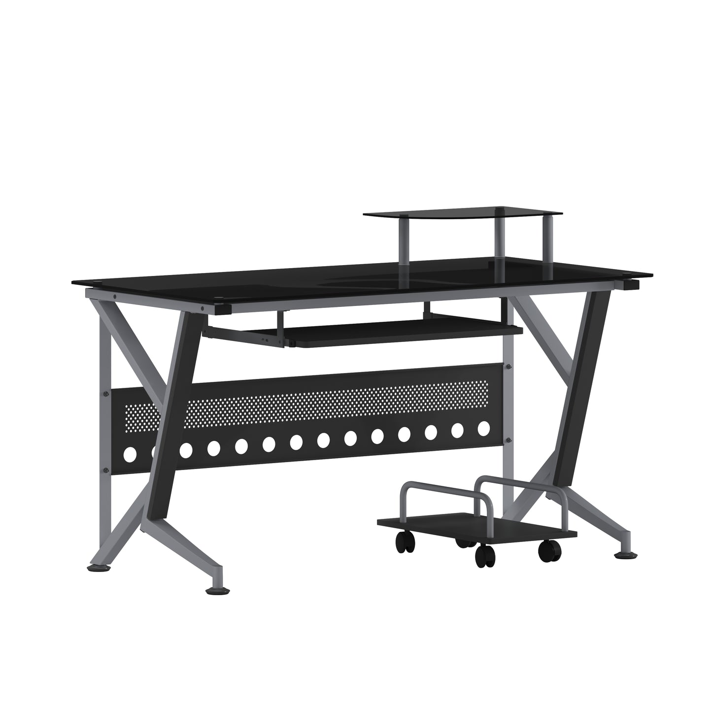 Black Glass Keyboard Desk NAN-WK-059-GG